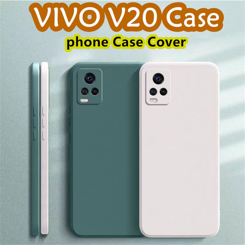 For VIVO V20 Cover Drop and wear resistant Silicone Full Case Classic Simple Solid Cloor Phone Case Cover