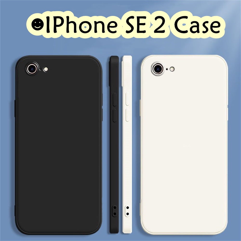 For IPhone SE 2 Cover Drop and wear resistant Silicone Full Case Classic Simple Solid Color Phone Case Cover