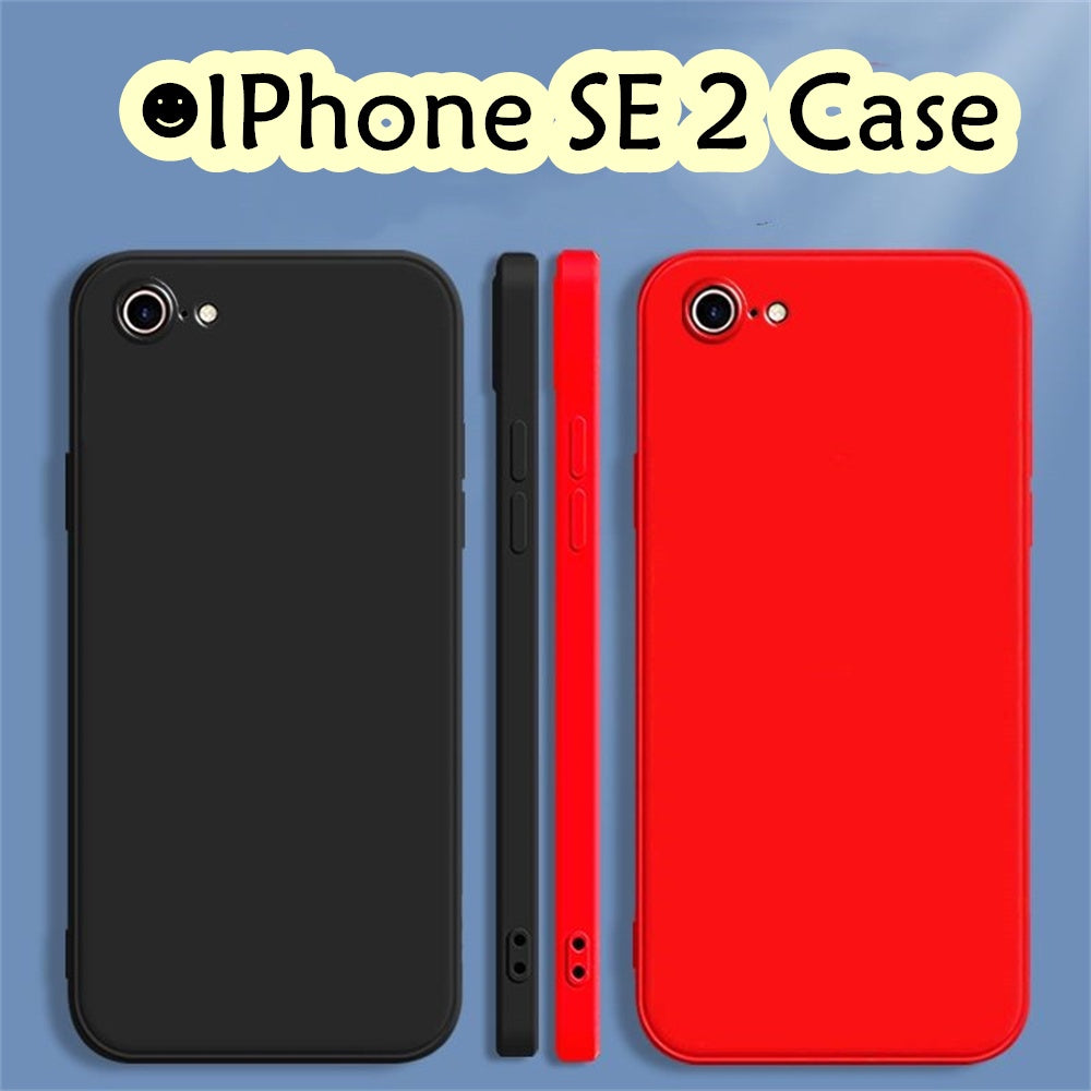 For IPhone SE 2 Cover Drop and wear resistant Silicone Full Case Classic Simple Solid Color Phone Case Cover