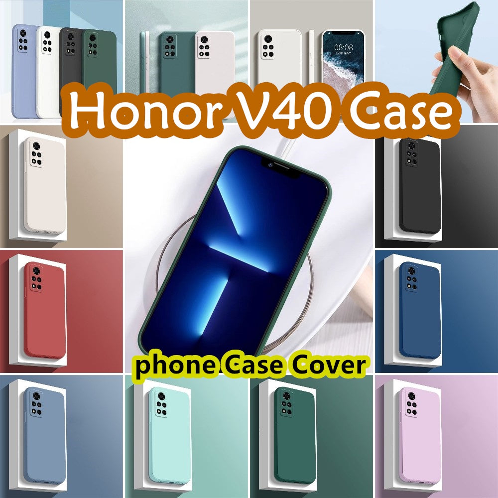For Honor V40 Cover Drop and wear resistant Silicone Full Case Classic Simple Solid Color Phone Case Cover