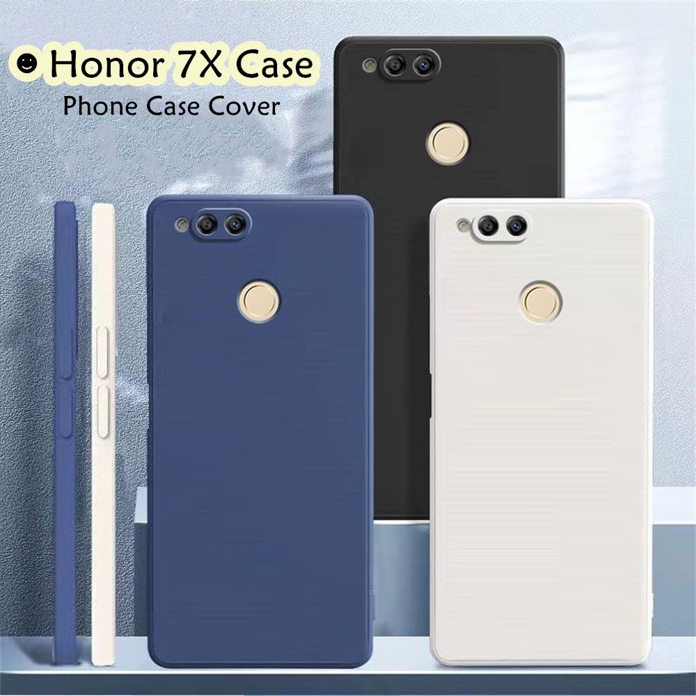 For Honor 7X Cover Drop and wear resistant Silicone Full Case Classic Simple Solid Color Phone Case Cover