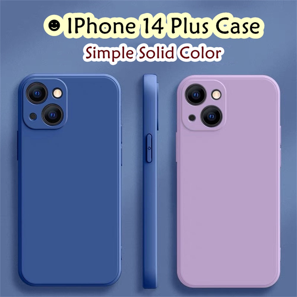 For IPhone 14 Plus Cover Drop and wear resistant Silicone Full Case Classic Simple Solid Color Phone Case Cover