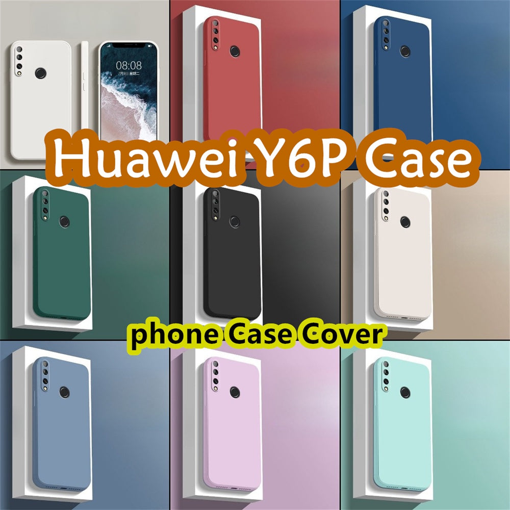 For Huawei Y6P Cover Drop and wear resistant Silicone Full Case Classic Simple Solid Color Phone Case Cover