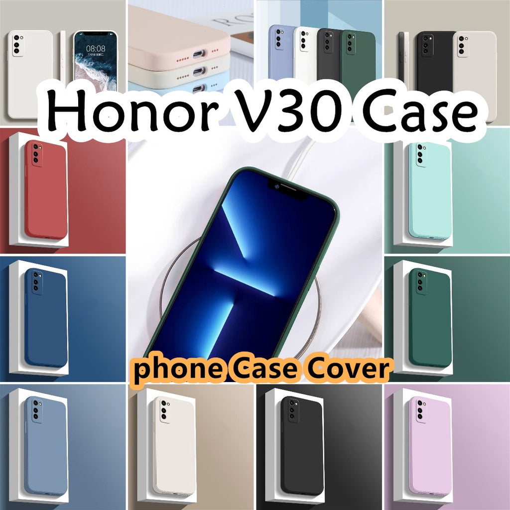 For Honor V30 Cover Drop and wear resistant Silicone Full Case Classic Simple Solid Color Phone Case Cover