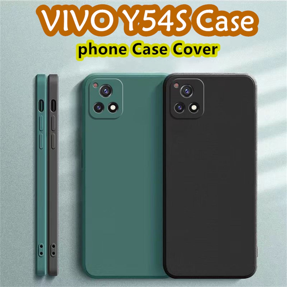 For VIVO Y54S Cover Drop and wear resistant Silicone Full Case Classic Simple Solid Color Phone Case Cover