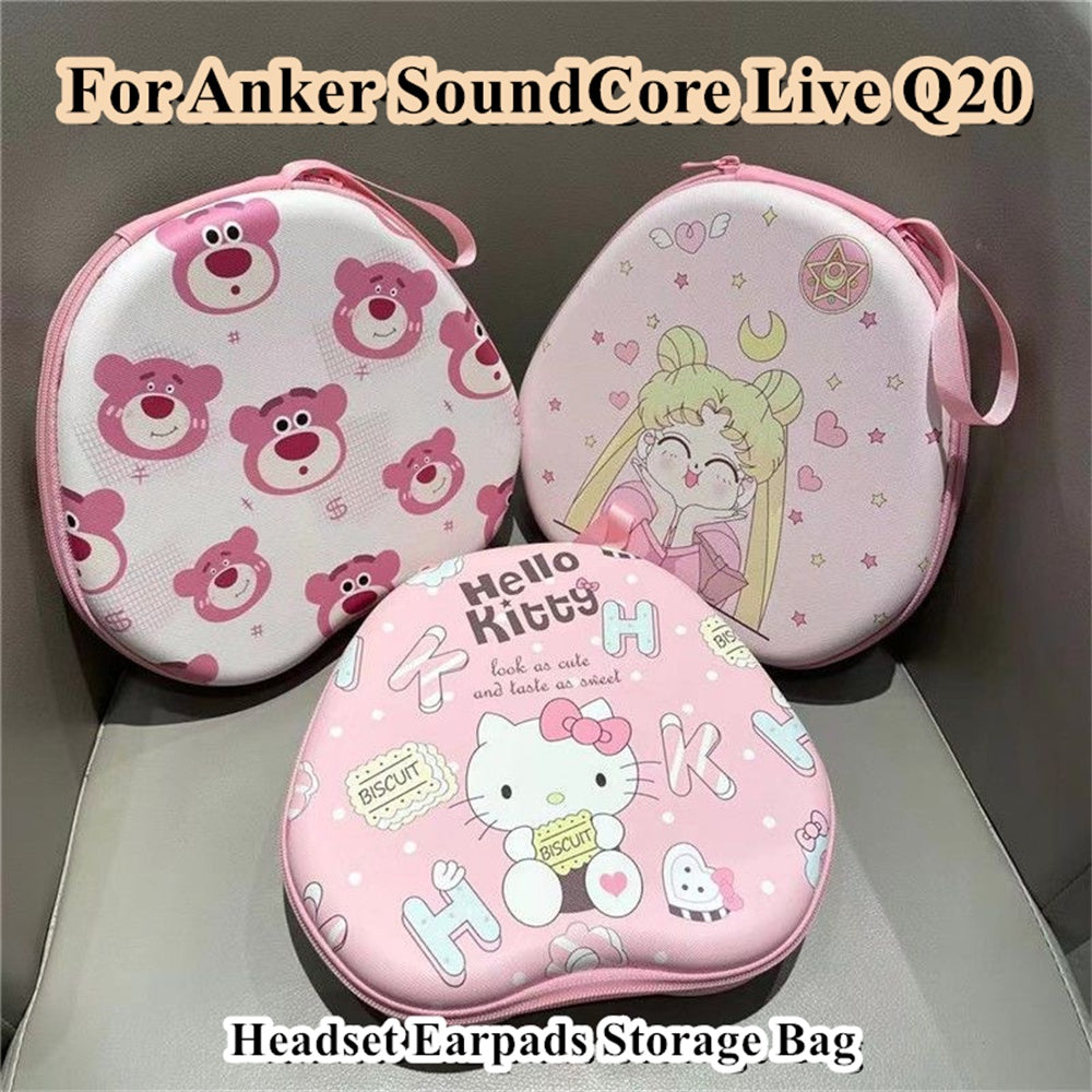 For Anker SoundCore Live Q20 Headphone Case Cartoon Creative Patterns Headset Earpads Storage Bag Casing Box