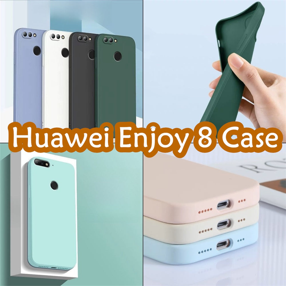 For Huawei Enjoy 8 Cover Drop and wear resistant Silicone Full Case Classic Simple Solid Color Phone Case Cover