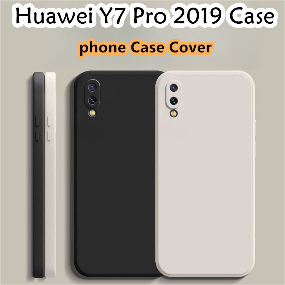 For Huawei Y7 Pro 2019 Cover Drop and wear resistant Silicone Full Case Classic Simple Solid Color Phone Case Cover
