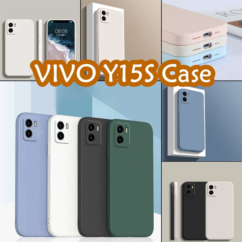 For VIVO Y15S Cover Drop and wear resistant Silicone Full Case Classic Simple Solid Color Phone Case Cover