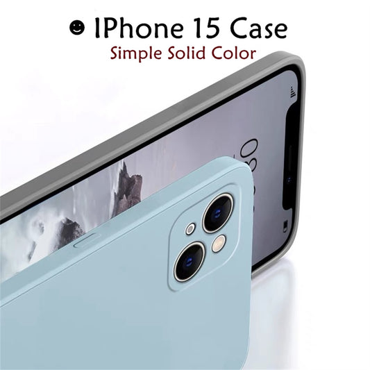 For IPhone 15 Cover Drop and wear resistant Silicone Full Case Classic Simple Solid Color Phone Case Cover