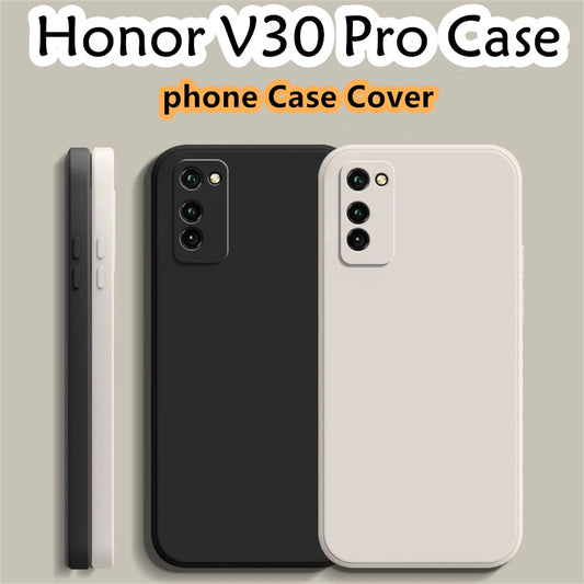 For Honor V30 Pro Cover Drop and wear resistant Silicone Full Case Classic Simple Solid Color Phone Case Cover