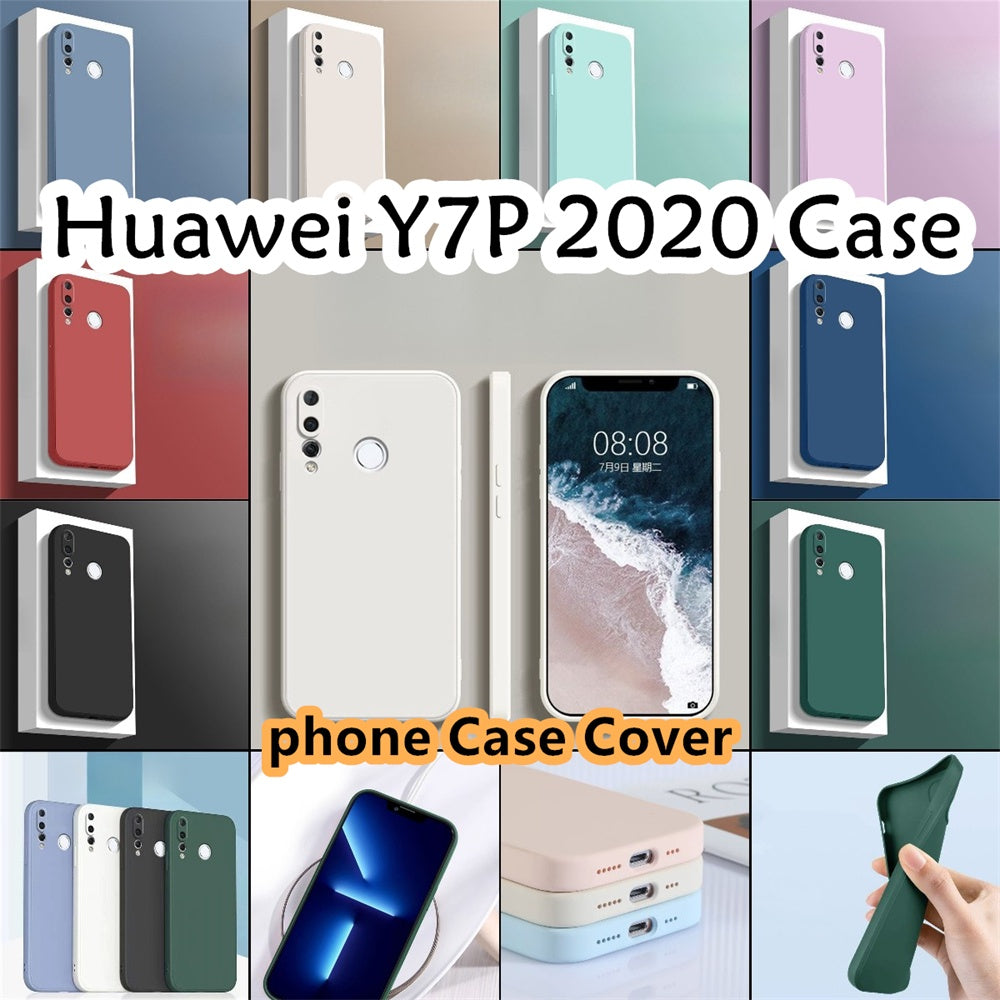 For Huawei Y7P 2020 Cover Drop and wear resistant Silicone Full Case Classic Simple Solid Color Phone Case Cover