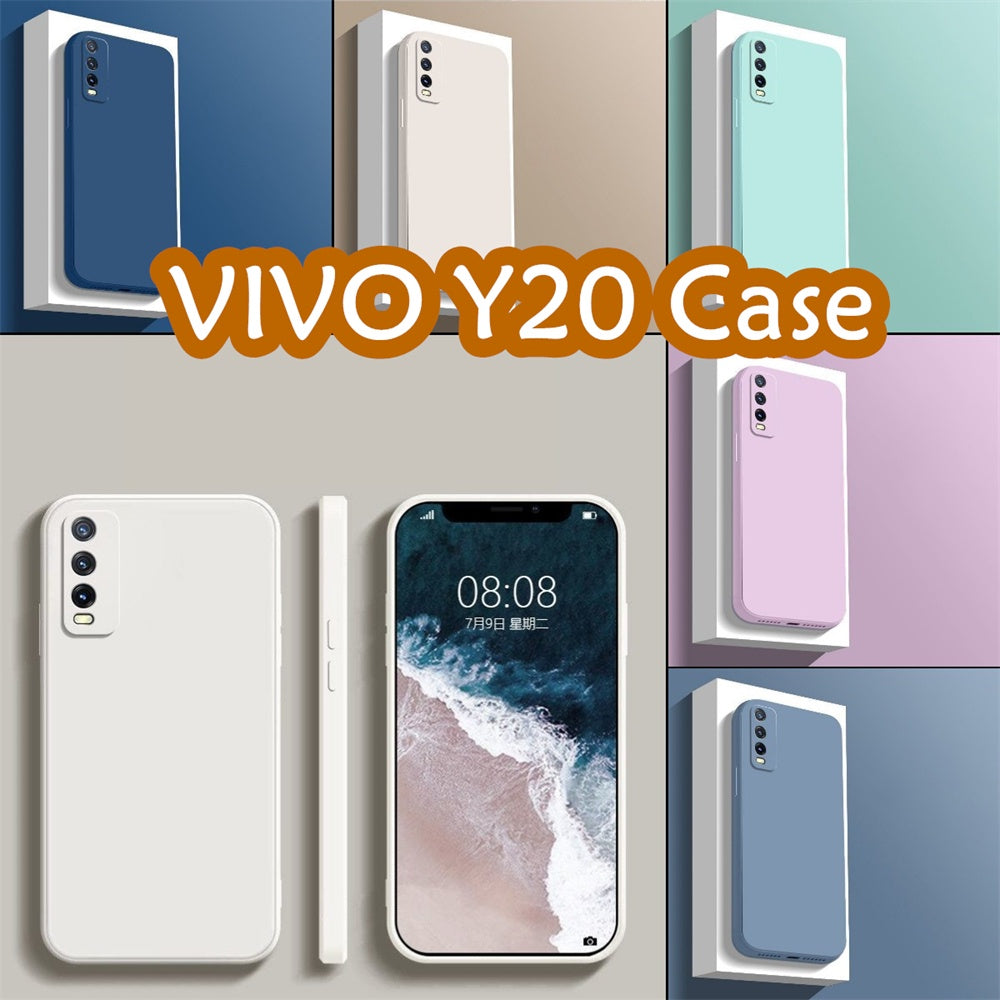 For VIVO Y20 Cover Drop and wear resistant Silicone Full Case Classic Simple Solid Color Phone Case Cover