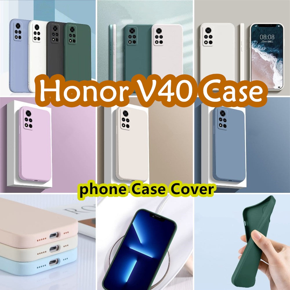 For Honor V40 Cover Drop and wear resistant Silicone Full Case Classic Simple Solid Color Phone Case Cover