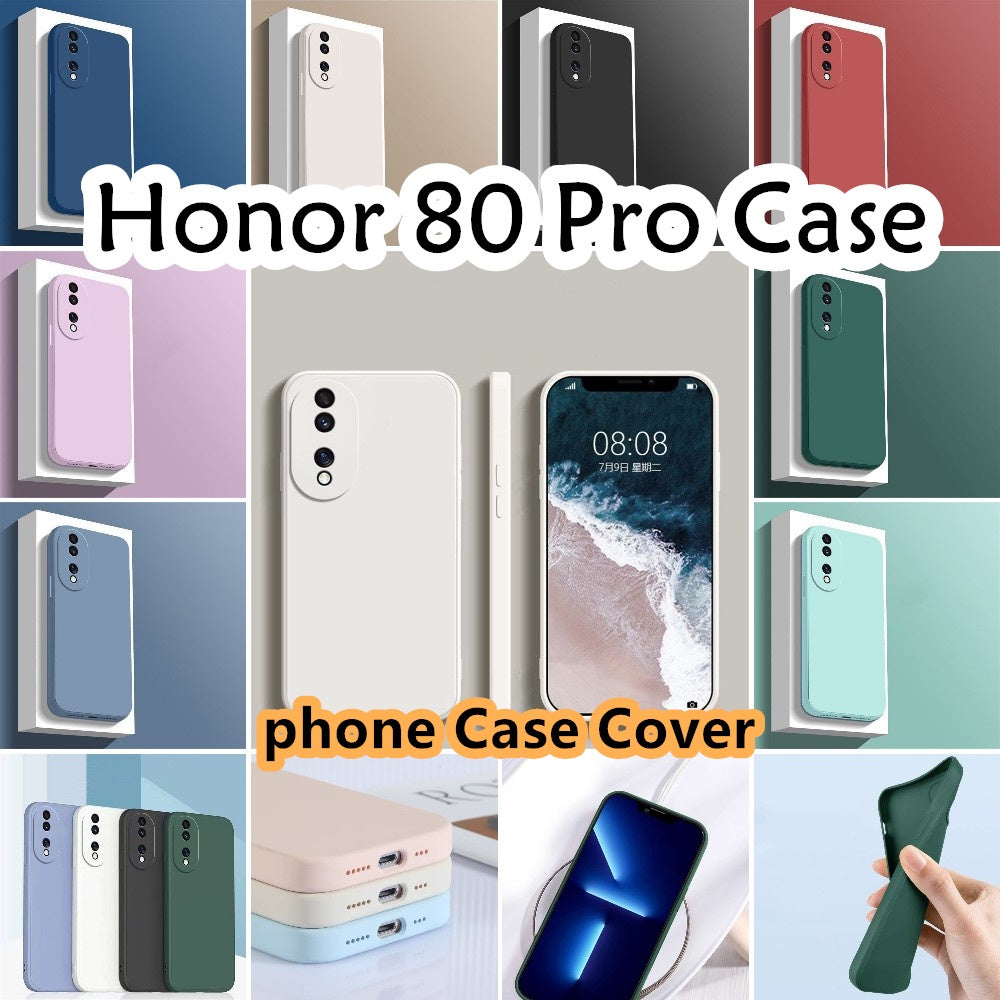 For Honor 80 Pro Cover Drop and wear resistant Silicone Full Case Classic Simple Solid Color Phone Case Cover