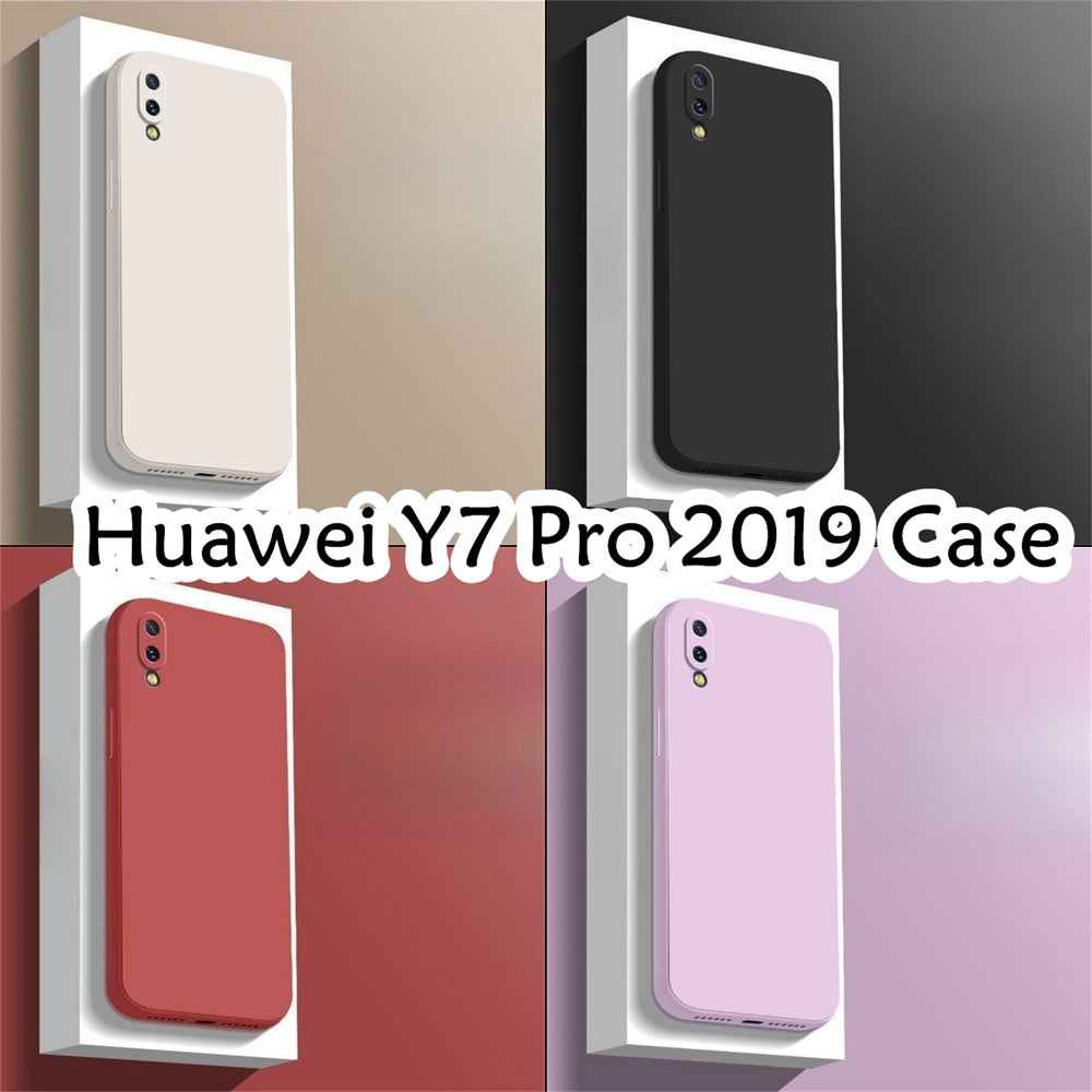 For Huawei Y7 Pro 2019 Cover Drop and wear resistant Silicone Full Case Classic Simple Solid Color Phone Case Cover