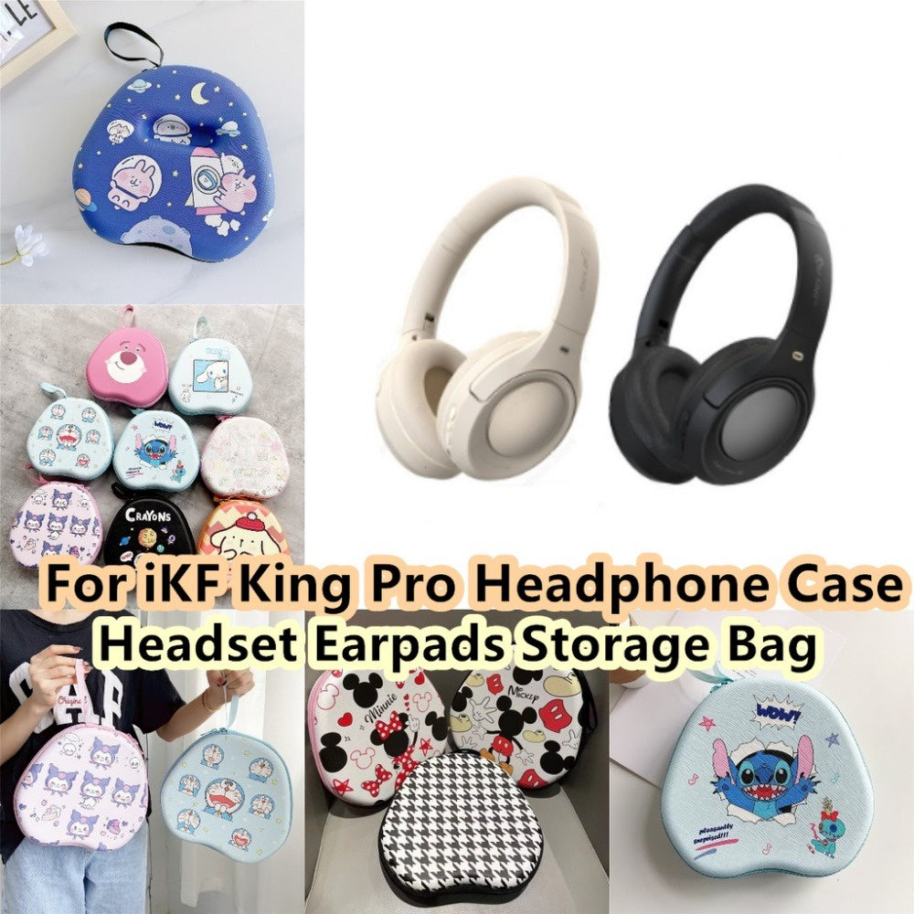 For IKF King Pro Headphone Case Cartoon Creative Patterns Headset Earpads Storage Bag Casing Box
