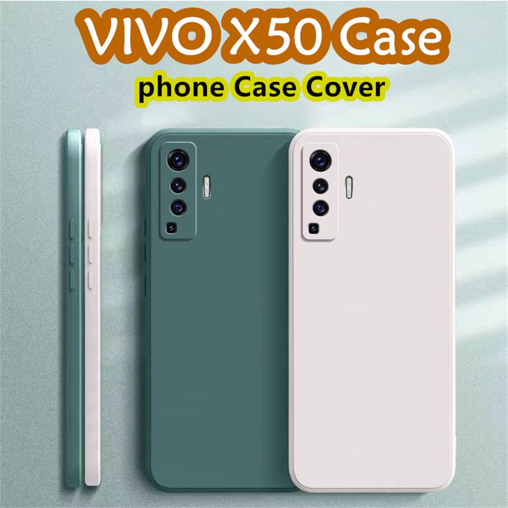 For VIVO X50 Cover Drop and wear resistant Silicone Full Case Classic Simple Solid Color Phone Case Cover