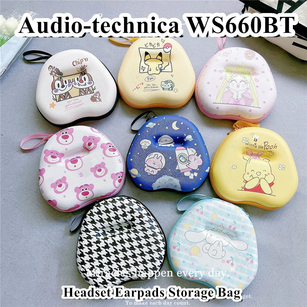 For Audio-technica WS660BT Headphone Case Cartoon Creative Patterns Headset Earpads Storage Bag Casing Box