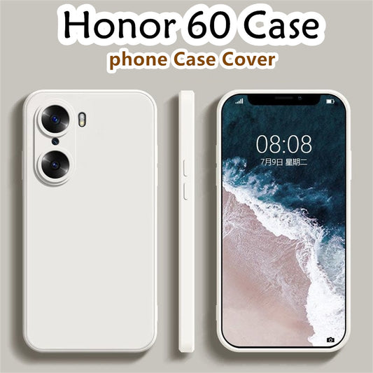For Honor 60 Cover Drop and wear resistant Silicone Full Case Classic Simple Solid Color Phone Case Cover