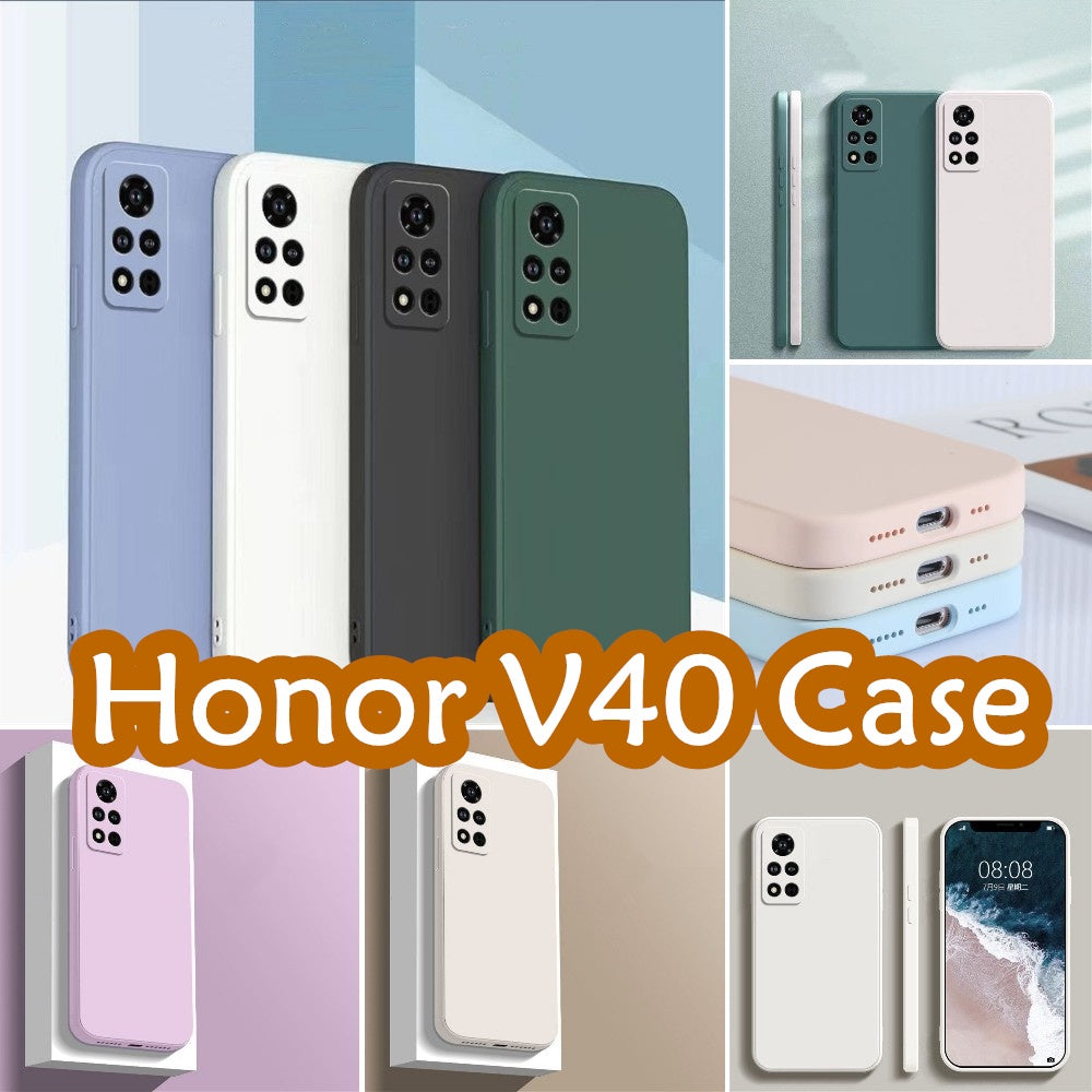 For Honor V40 Cover Drop and wear resistant Silicone Full Case Classic Simple Solid Color Phone Case Cover