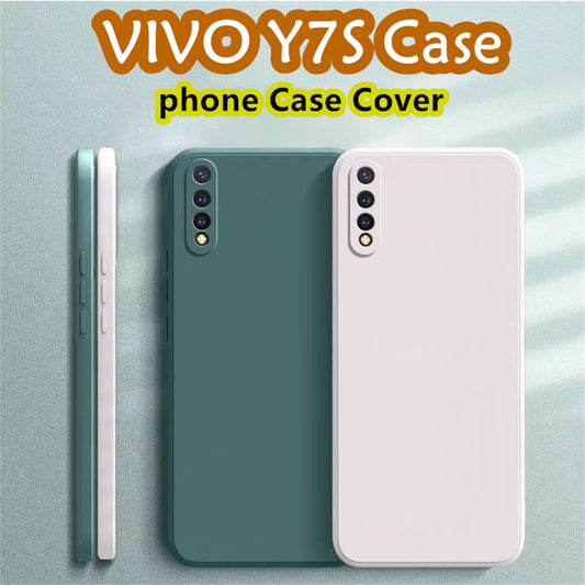 For VIVO Y7S Cover Drop and wear resistant Silicone Full Case Classic Simple Solid Color Phone Case Cover