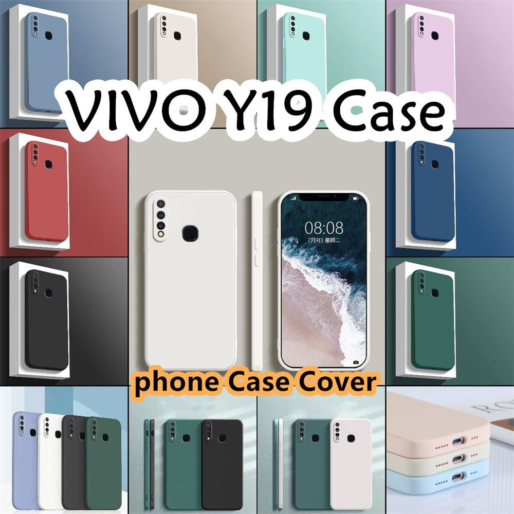 For VIVO Y19 2019 Cover Drop and wear resistant Silicone Full Case Classic Simple Solid Color Phone Case Cover