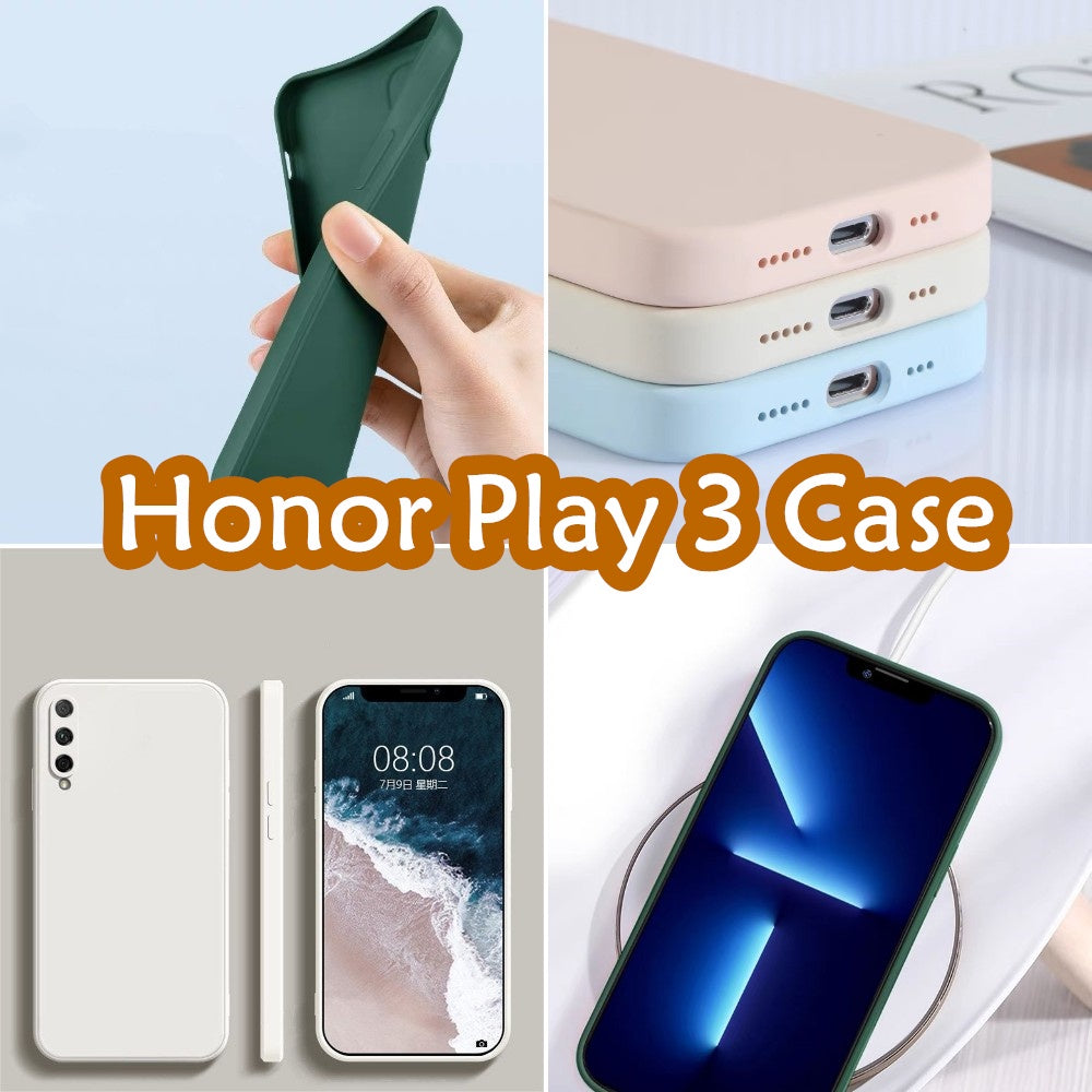 For Honor Play 3 Cover Drop and wear resistant Silicone Full Case Classic Simple Solid Color Phone Case Cover