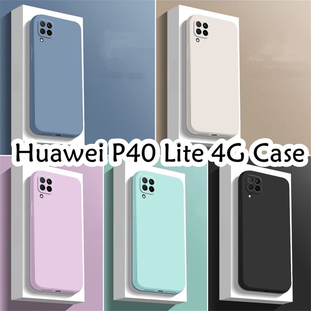 For Huawei P40 Lite 4G Cover Drop and wear resistant Silicone Full Case Classic Simple Solid Color Phone Case Cover