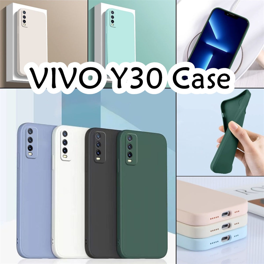 For VIVO Y30 Cover Drop and wear resistant Silicone Full Case Classic Simple Solid Color Phone Case Cover