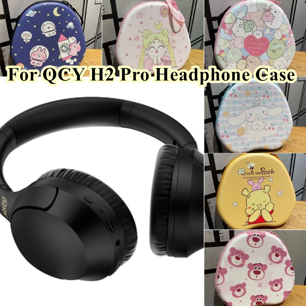 For QCY H2 Pro Headphone Case Cartoon Creative Patterns Headset Earpads Storage Bag Casing Box