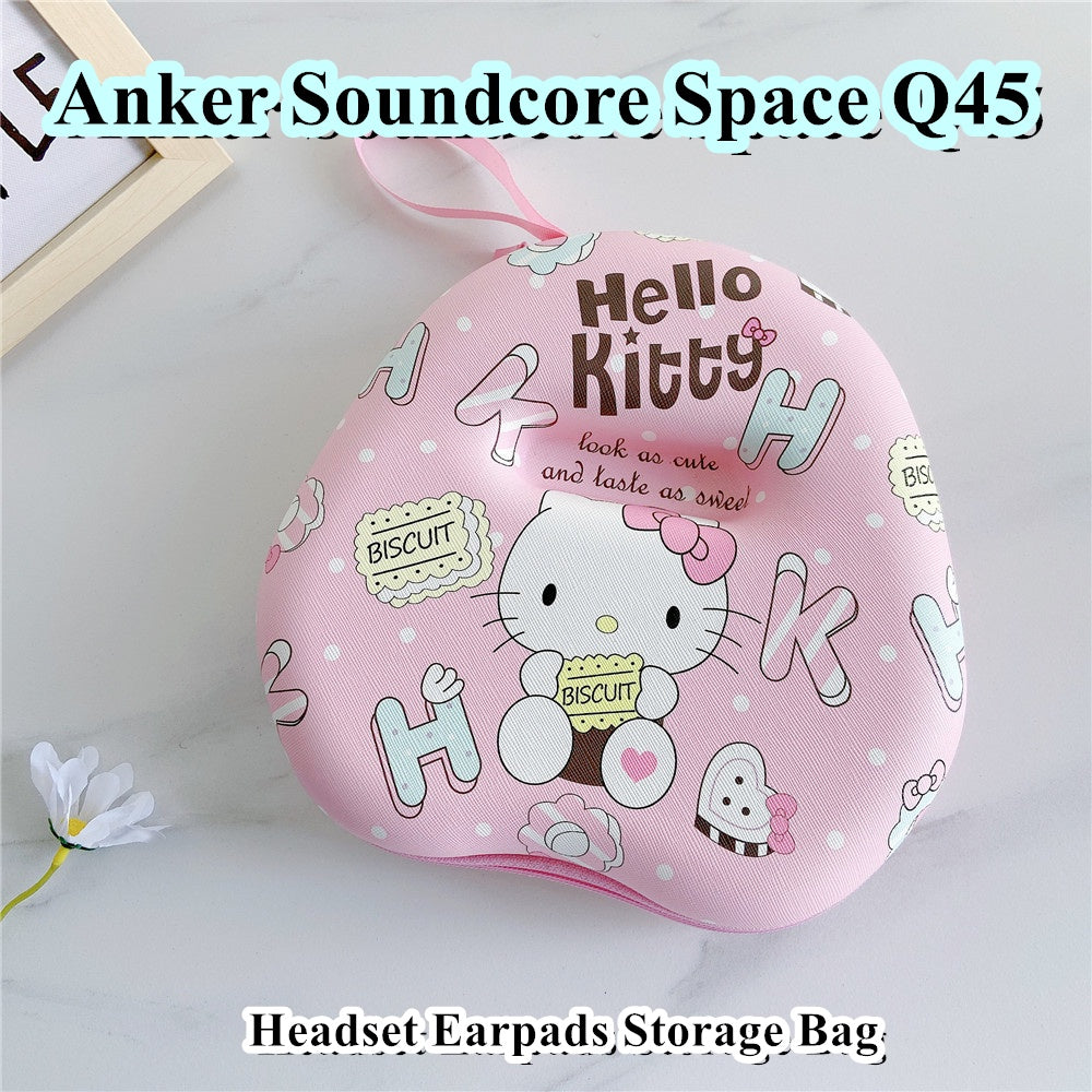 For Anker Soundcore Space Q45 Headphone Case Cartoon Creative Patterns Headset Earpads Storage Bag Casing Box