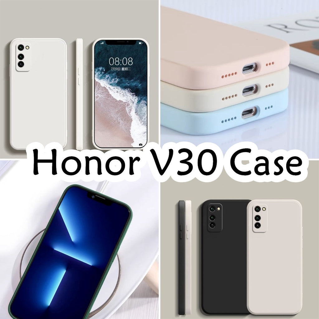For Honor V30 Cover Drop and wear resistant Silicone Full Case Classic Simple Solid Color Phone Case Cover