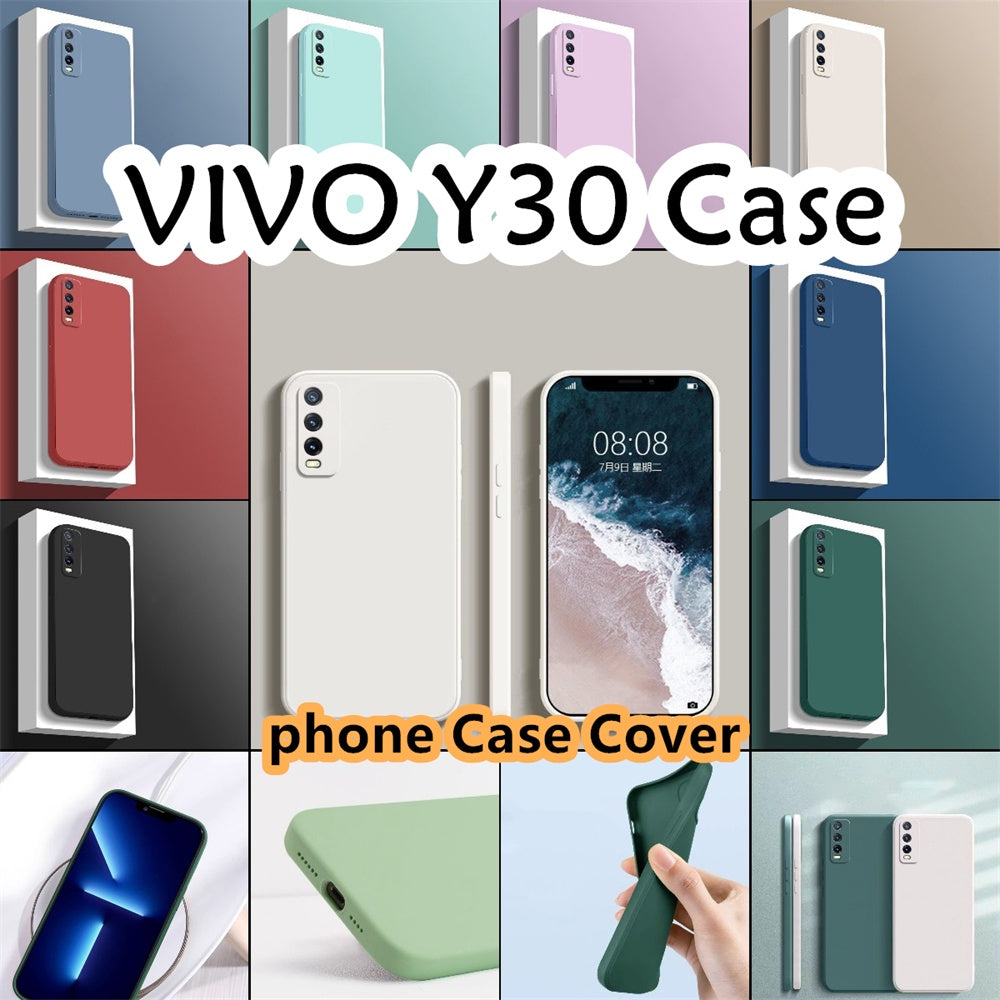 For VIVO Y30 Cover Drop and wear resistant Silicone Full Case Classic Simple Solid Color Phone Case Cover