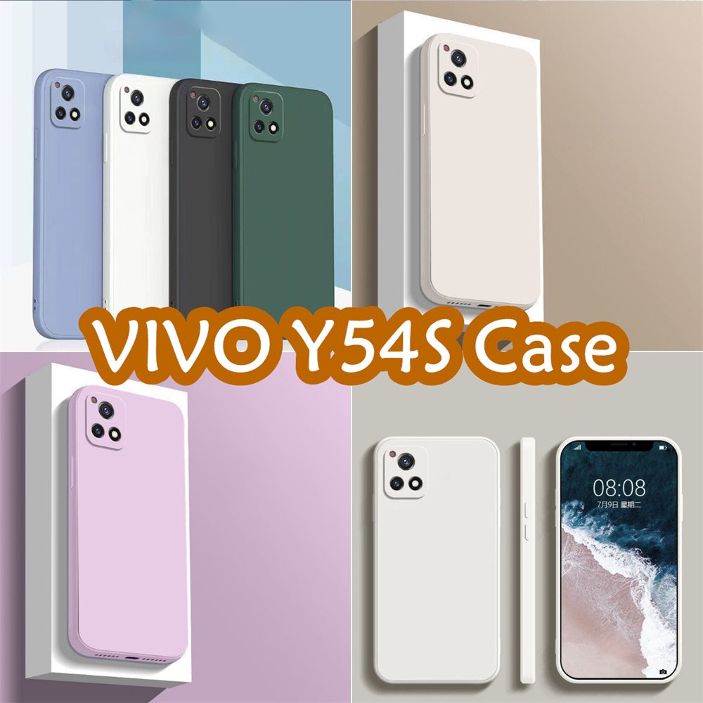 For VIVO Y54S Cover Drop and wear resistant Silicone Full Case Classic Simple Solid Color Phone Case Cover