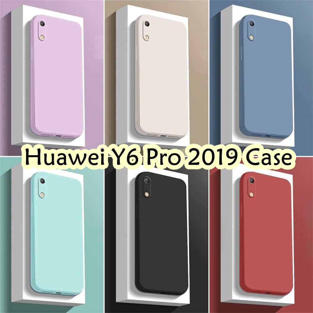 For Huawei Y6 Pro 2019 Cover Drop and wear resistant Silicone Full Case Classic Simple Solid Color Phone Case Cover