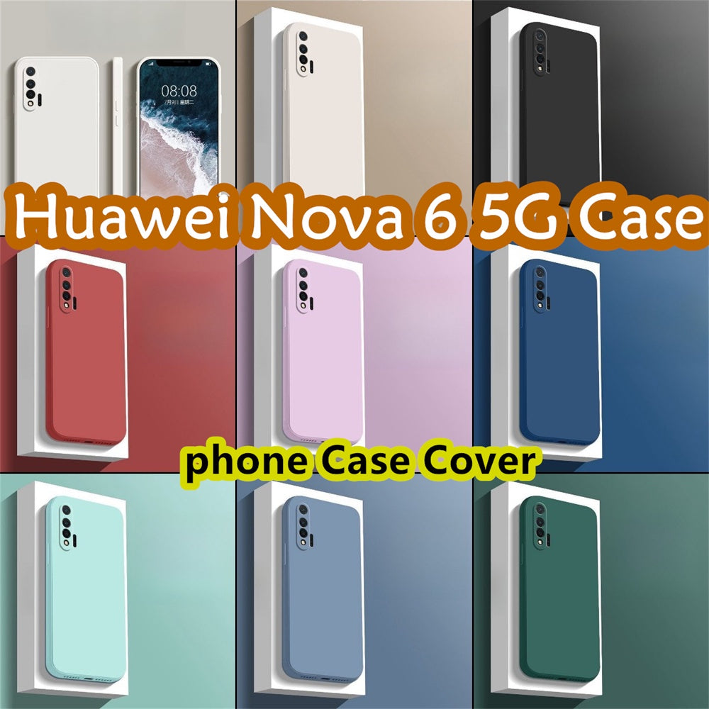 For Huawei Nova 6 5G Cover Drop and wear resistant Silicone Full Case Classic Simple Solid Color Phone Case Cover