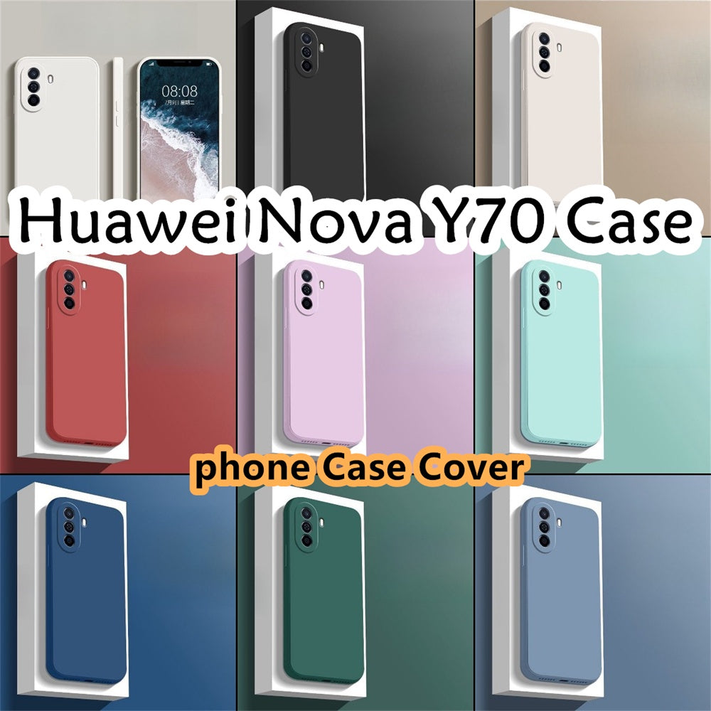 For Huawei Nova Y70 Cover Drop and wear resistant Silicone Full Case Classic Simple Solid Color Phone Case Cover