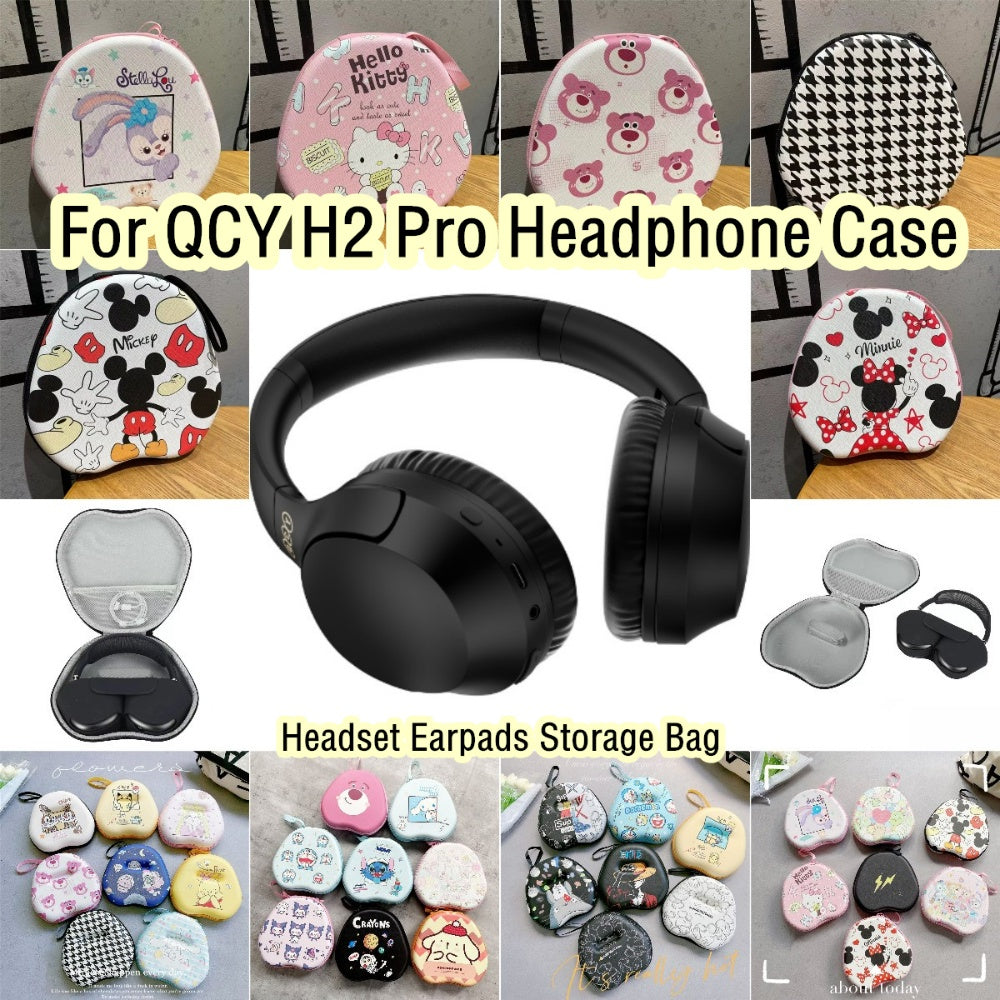 For QCY H2 Pro Headphone Case Cartoon Creative Patterns Headset Earpads Storage Bag Casing Box