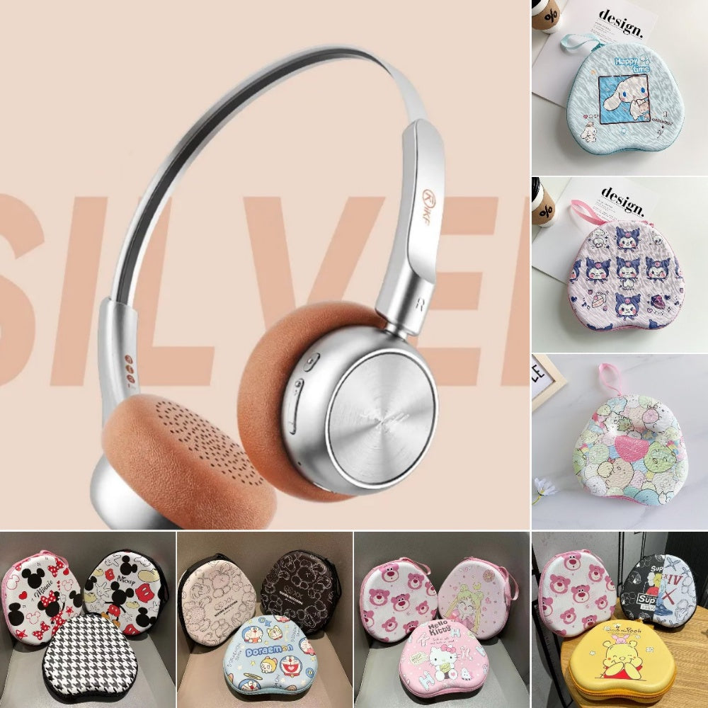 For IKF R1 Headphone Case Cartoon Creative Patterns Headset Earpads Storage Bag Casing Box