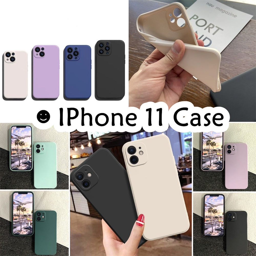 For IPhone 11 Cover Drop and wear resistant Silicone Full Case Classic Simple Solid Color Phone Case Cover