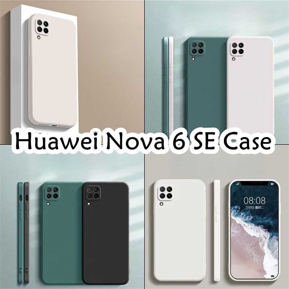 For Huawei Nova 6 SE Cover Drop and wear resistant Silicone Full Case Classic Simple Solid Color Phone Case Cover
