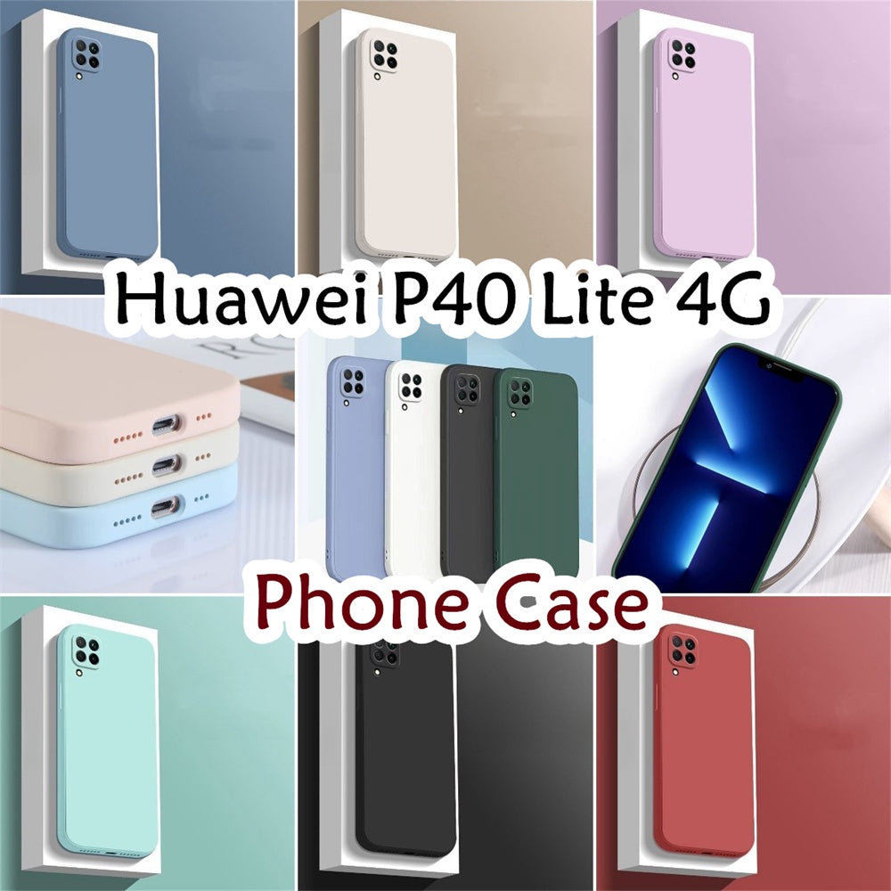 For Huawei P40 Lite 4G Cover Drop and wear resistant Silicone Full Case Classic Simple Solid Color Phone Case Cover