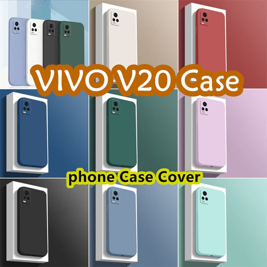 For VIVO V20 Cover Drop and wear resistant Silicone Full Case Classic Simple Solid Cloor Phone Case Cover