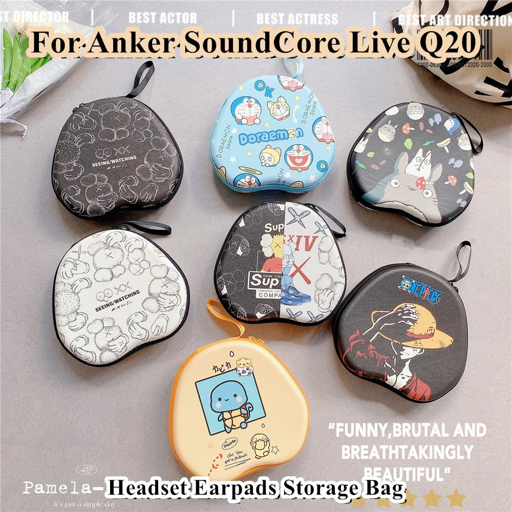 For Anker SoundCore Live Q20 Headphone Case Cartoon Creative Patterns Headset Earpads Storage Bag Casing Box