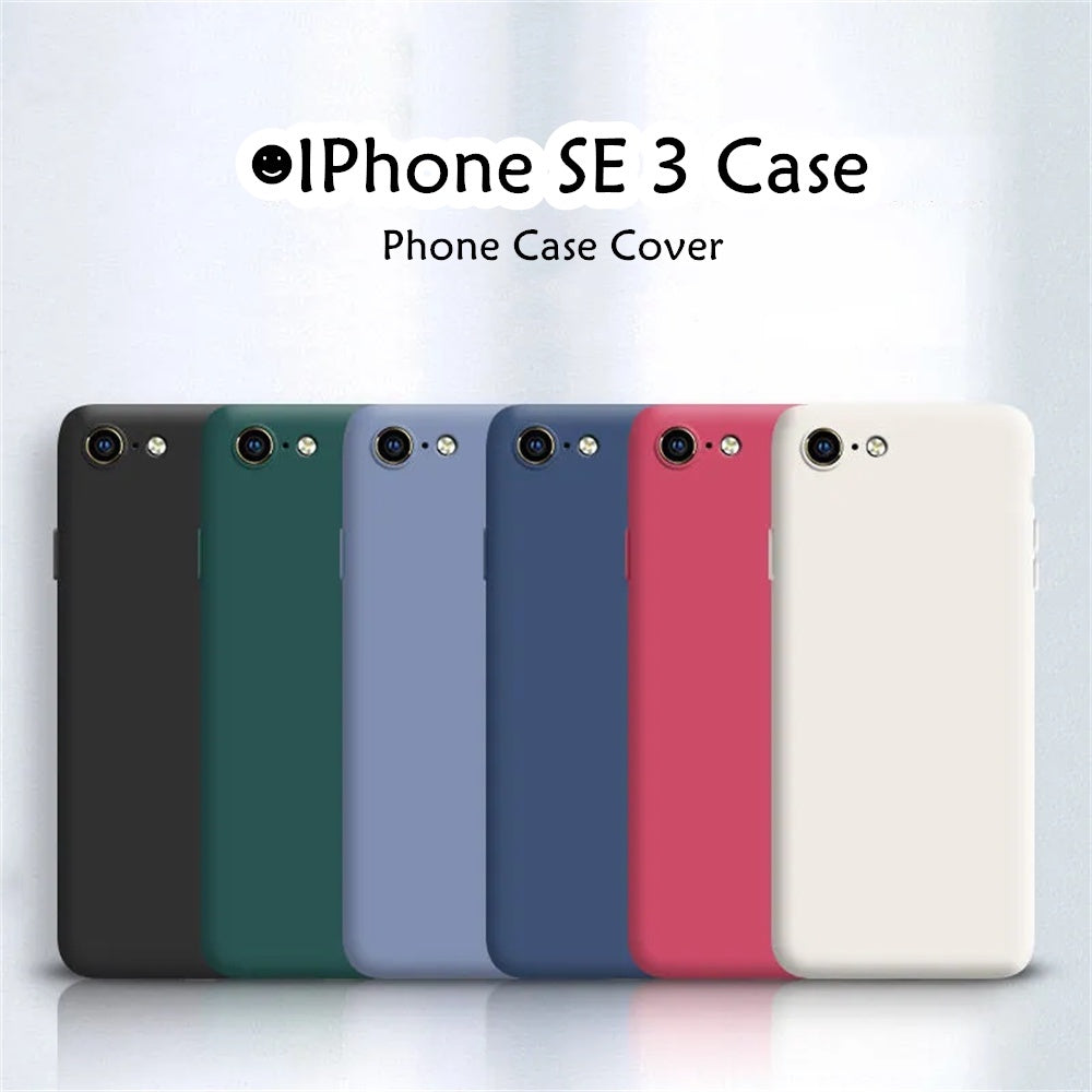 For IPhone SE 3 Cover Drop and wear resistant Silicone Full Case Classic Simple Solid Color Phone Case Cover