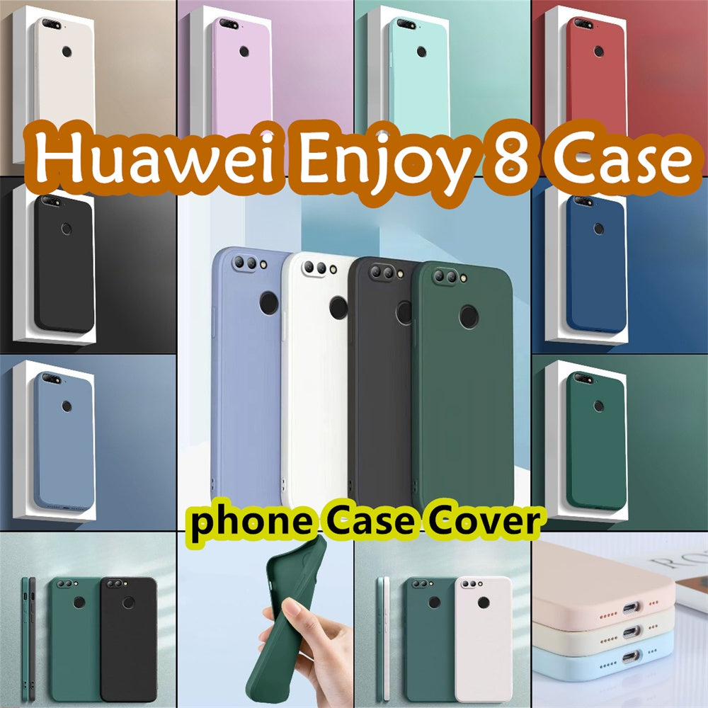 For Huawei Enjoy 8 Cover Drop and wear resistant Silicone Full Case Classic Simple Solid Color Phone Case Cover