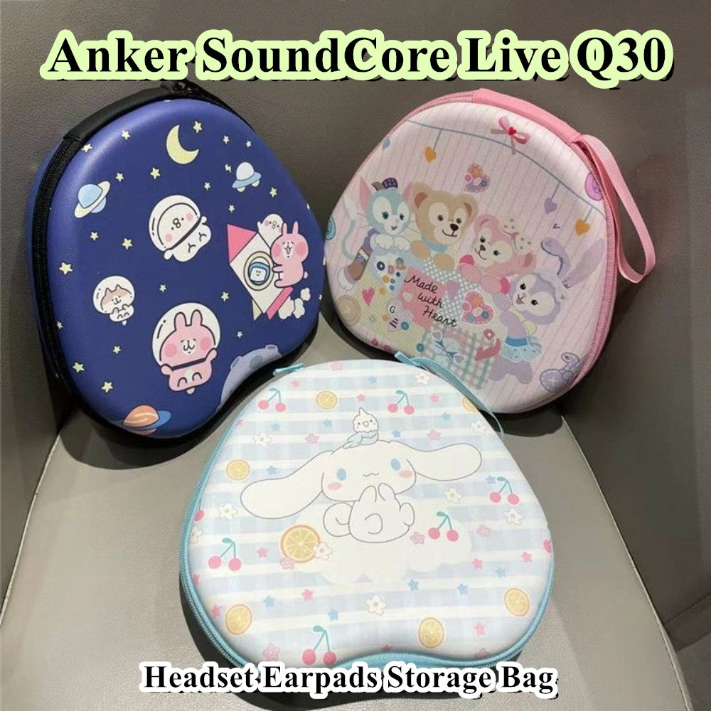 For Anker SoundCore Live Q30 Headphone Case Cartoon Creative Patterns Headset Earpads Storage Bag Casing Box
