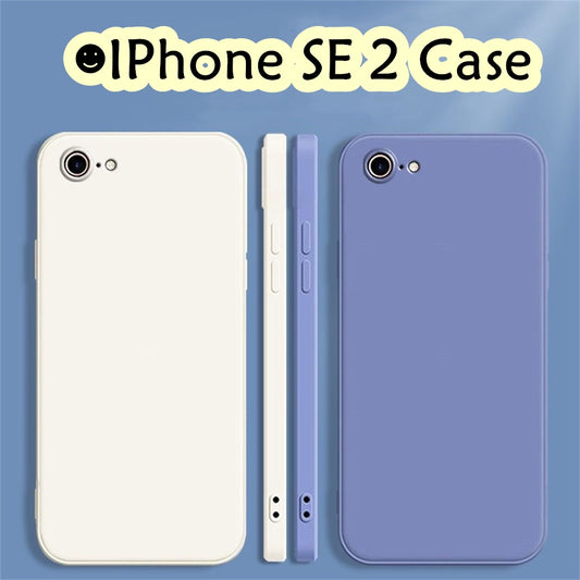 For IPhone SE 2 Cover Drop and wear resistant Silicone Full Case Classic Simple Solid Color Phone Case Cover