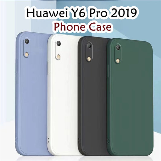 For Huawei Y6 Pro 2019 Cover Drop and wear resistant Silicone Full Case Classic Simple Solid Color Phone Case Cover